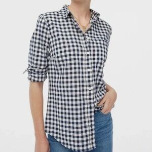 J.Crew “The Perfect Shirt” Gingham Button-Down - Black & White, Women’s L